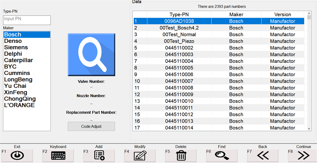 База данных инжекторов Bosch