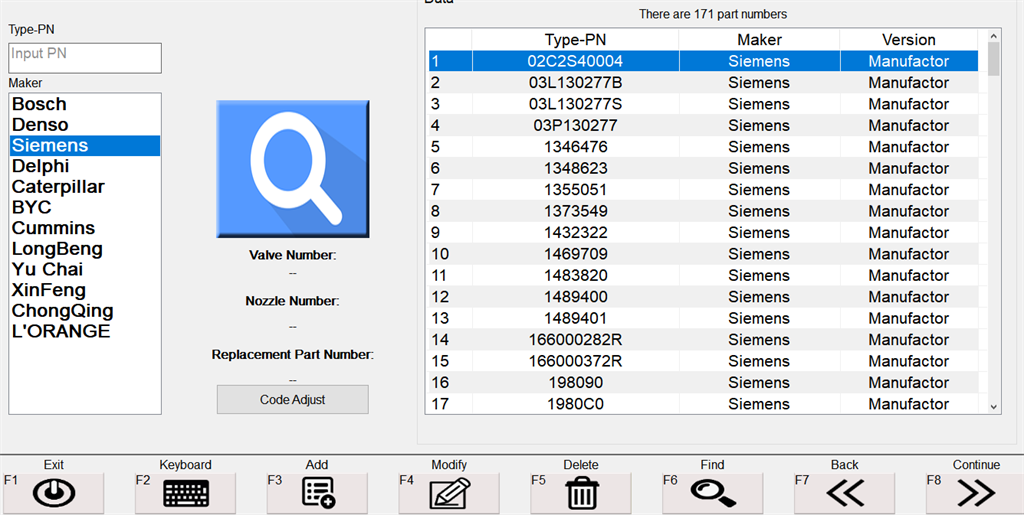 База данных инжекторов Siemens