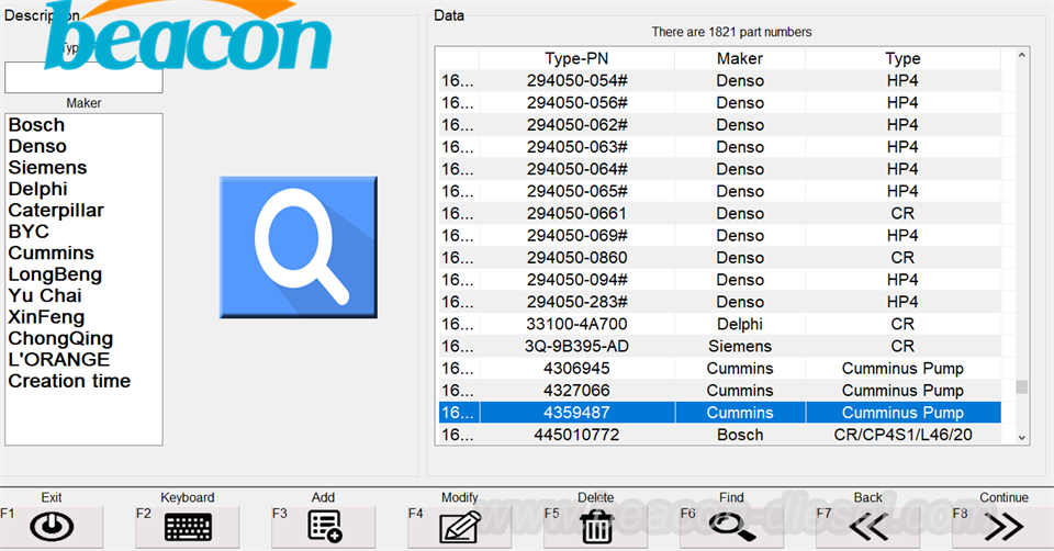 База данных топливных насосов Common Rail: