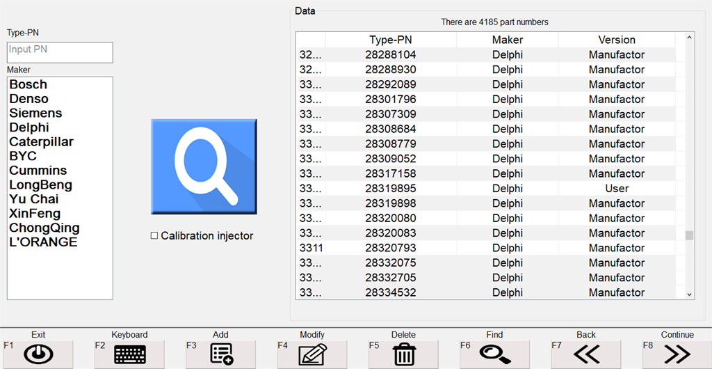 База данных кодировки инжекторов: